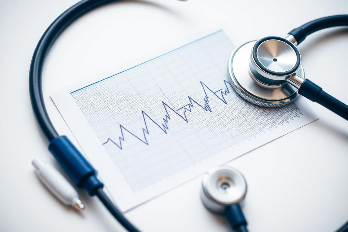 Tracé d'électrocardiogramme et stéthoscope